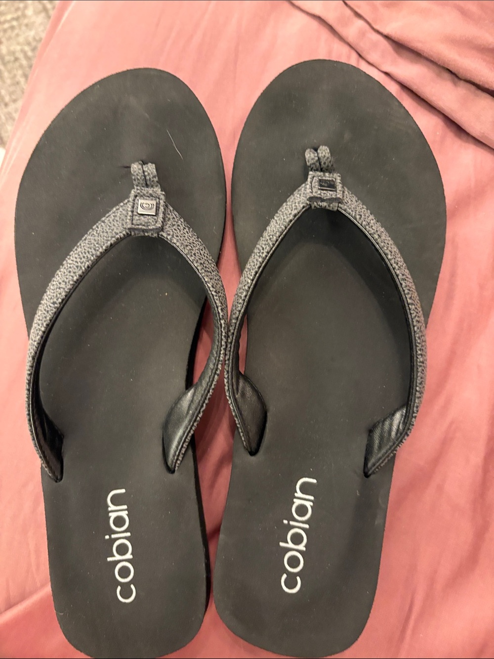 Cobian Women’s Black Textured Strap Flip Flop Sandals